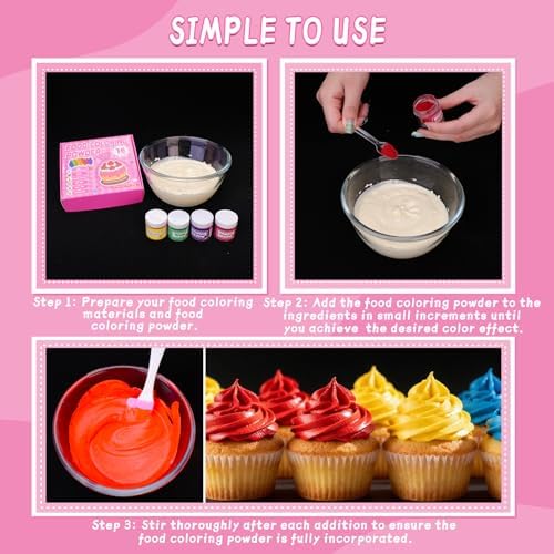 Food Coloring Powder, 16 Colors, 5g/Bottle
