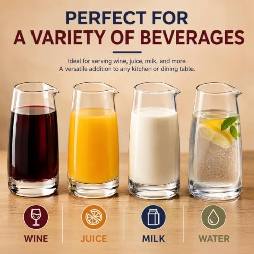 8 Pack Spouted Wine Carafe Glass, 5 Oz Creamer Milk Pouring Pitcher
