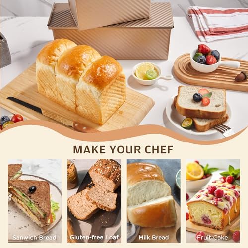 KITESSENSU Pullman Loaf Pan with Lid, 1 lb Dough Capacity Non-Stick
