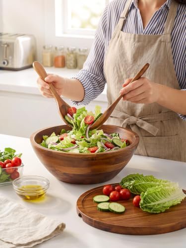 Tidita 12.2" Large Salad Bowl with Two Serving Utensils and Reversible