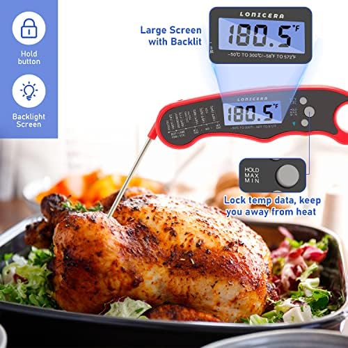 LONICERA Digital Meat Thermometer, Red