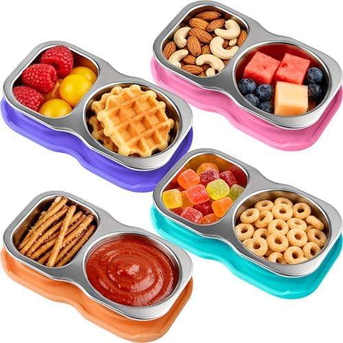 4-Pack Stainless Steel Snack Containers with Lid, Salad Dressing
