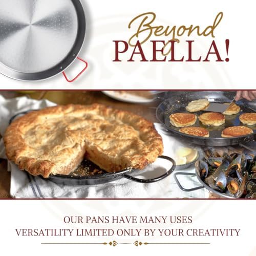 Garcima 16-inch Stainless Flat Bottom Paella Pan, 40cm