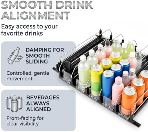 6 Rows Adjustable Drink Organizer for Fridge, Soda Can