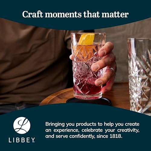 Libbey Hobstar Cooler Cut Glass Drinking Glasses Set of 4