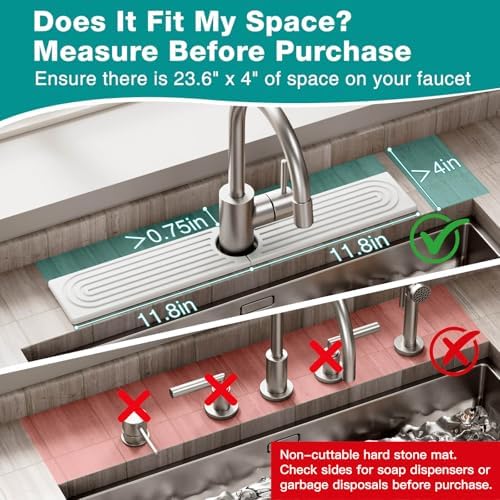 DK177 Diatomite Fast Drying Faucet Mat for Kitchen Sink, Water