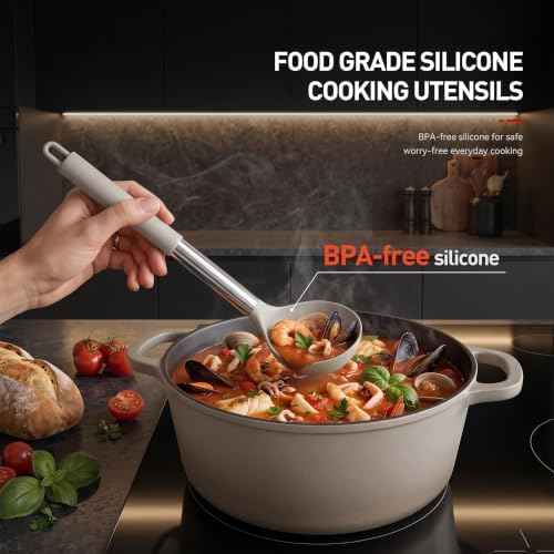 oannao Silicone Cooking Utensils Set, Khaki