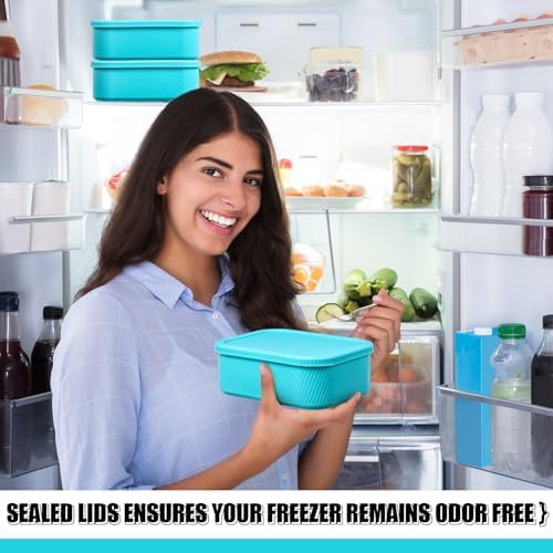Nuogo 4 Pcs 6 Cup Silicone Freezer Trays with Lid Soup Containers