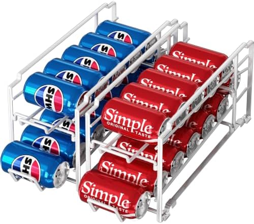 Simple Houseware Stackable Soda Can Dispenser Rack, 2-Pack, White