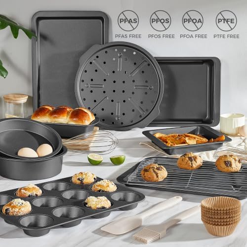 HONGBAKE Bakeware Sets, Baking Pans Set, 12 Pieces Nonstick Oven Pan