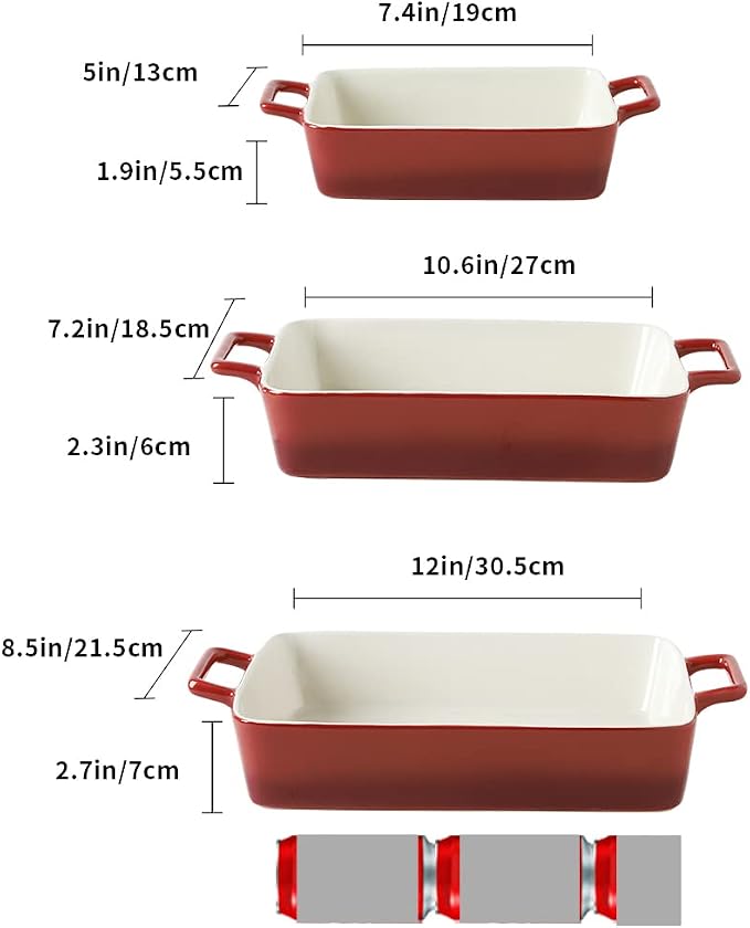 KOOV Bakeware Set, Ceramic Baking Dish, Rectangular Baking Pans Set, Casserole - Image 3