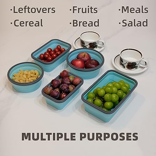 Lunememo 8 Pack Collapsible Silicone Food Storage Containers with