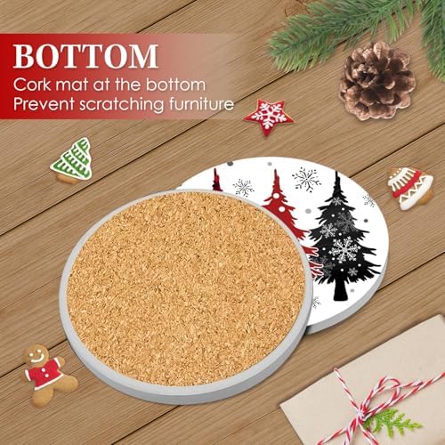 Christmas Coasters for Drinks, Set of 6 Ceramic Stone Snowman