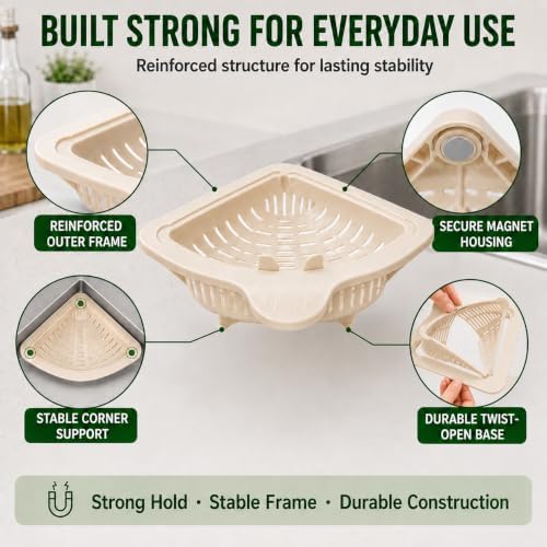 Magnetic Triangle Sink Strainer Basket, Straight 90° Corners