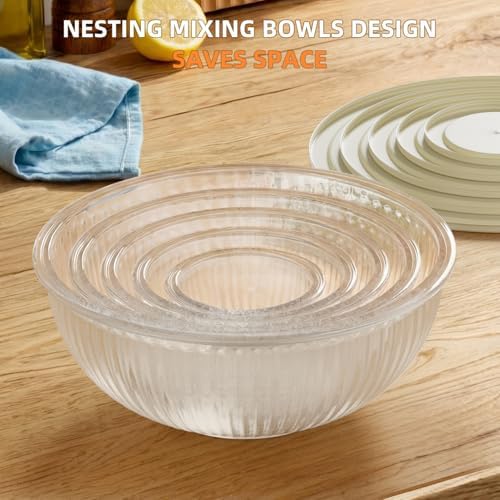 Jelife Glass Mixing Bowls with Lids Set - 5 Packs, Borosilicate