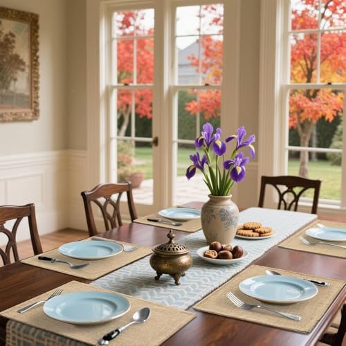 Homaxy Cloths Placemats for Dining Table Set of 6, 13" x 19", Flaxen
