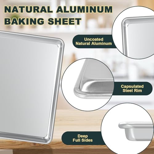 Wildone Baking Sheet with Rack Set (2 Pans + 2 Racks), Half Sheet Size