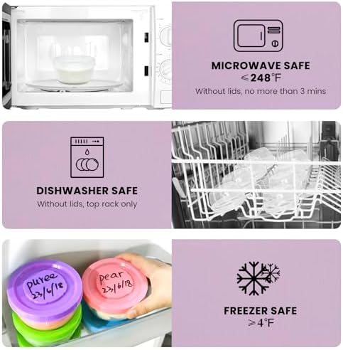TOFLEN 12Pcs 5 oz Small Plastic Freezer Containers, Multicolor