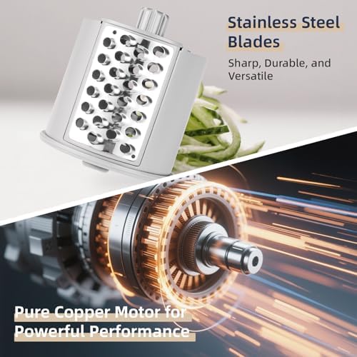 Electric Vegetable Slicer and Cheese Grater, 4 Stainless Steel Blades