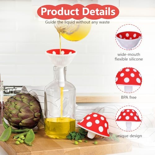 Silicone Mushroom Funnel, Small Kitchen Funnels for Filling Small