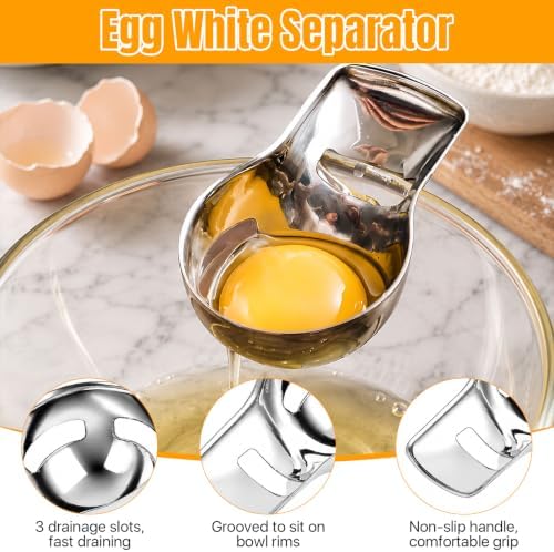 Stainless Steel Egg White Separator Semi-Automatic Whisk Set with