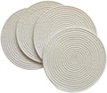 WAZAIGUR Round Placemats Set of 4 Thick Cotton Rope, 13inch, Cream