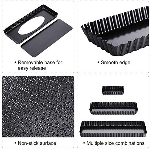 Boao 3 Pcs Rectangular Tart Pans with Removable Bottoms, 14''/10''/4''