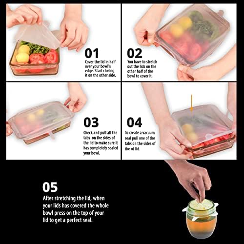 Pack 12 Silicone Stretch Lids | BPA-Free Stretchable Round and Square