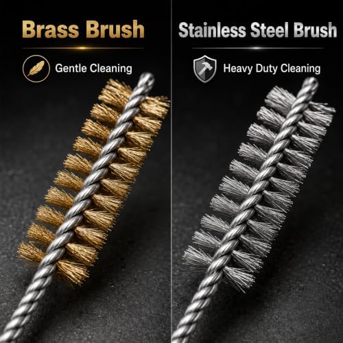 14PCS Tube Cleaning Brush Set, 7 Brass & 7 Stainless Steel Wire