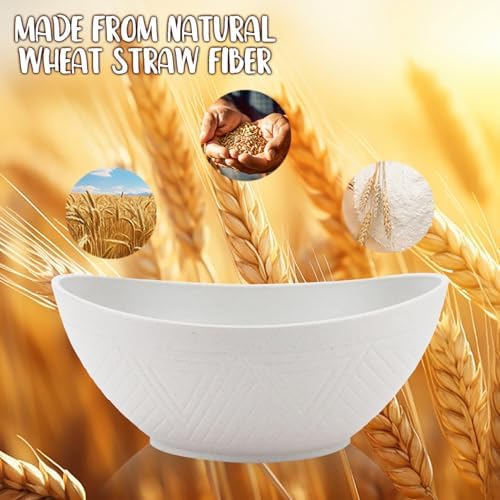 Wrova Wheat Straw Bowls Set of 2, Unbreakable Large Salad Bowls,White