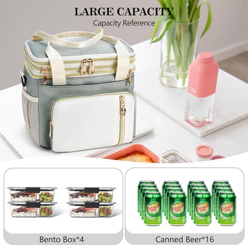 LOKASS Lunch Box & Lunch Bag for Women Men Double Deck,Large Insulated
