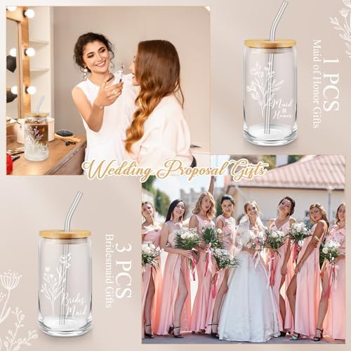 Layhit 4 Pcs Bridesmaid Gifts Bridesmaid Proposal Gifts 16 oz Glass