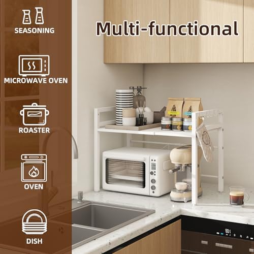 Somdot Expandable 2-Tier Microwave Oven Rack with 6 Hooks
