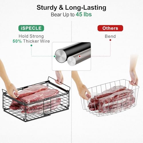 iSPECLE Freezer Organizer Bins - 2 Pack Expandable Freezer Bins for 10
