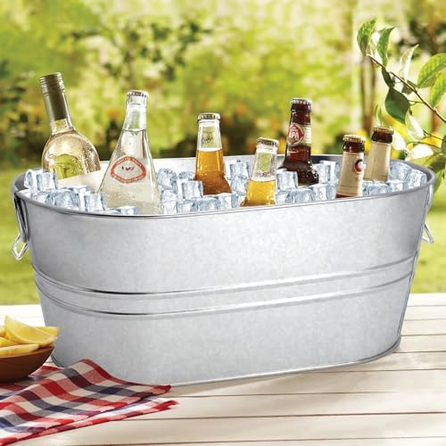 2 Pack 4 Gallon Galvanized Tub Ice Buckets for Parties Portable