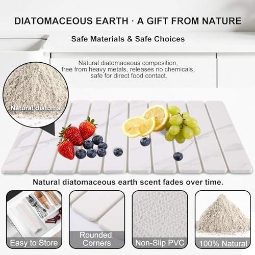 3 Pcs Large Stone Dish Drying Mat, Kitchen Counter