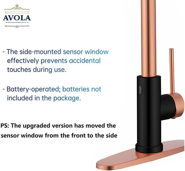 Avola Copper Pull-Out Kitchen Faucet, Rose Gold