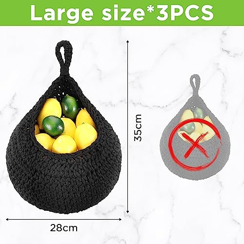 Dandat 3 Pcs Large Hanging Fruit Baskets for Kitchen Teardrop Hanging