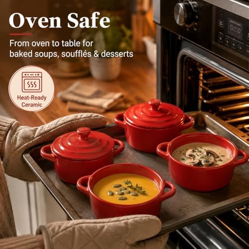 RHBLME 6 Pack French Onion Soup Bowls, 7 Oz Ramekins Oven Safe Mini