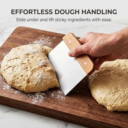 Wooden Handle Bench Scraper Heavy Duty Dough Pastry Cutter