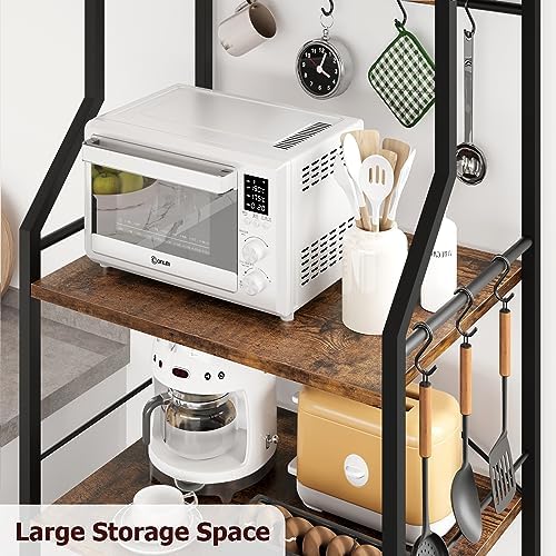 5-Tier Kitchen Bakers Rack with 2 Wire Baskets, Rustic Brown