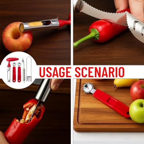 5-Piece Fruit and Vegetable Corer Set, Stainless Steel