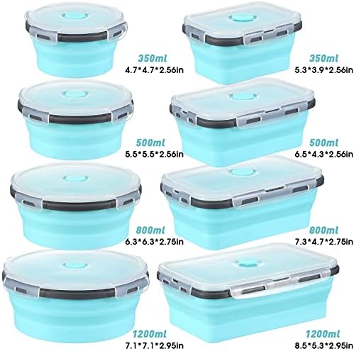 Mimorou 8 Pcs Collapsible Food Storage Containers Foldable Silicone
