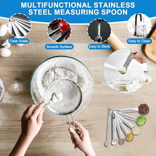 Measuring Cups and Spoons Set 21 Piece, 11 Stainless Steel Nesting