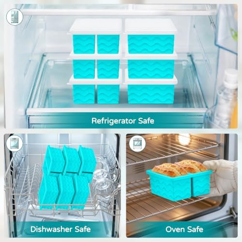 Silicone Freezer Molds, Silicone Freezer Trays with Lid, 6-Pack, Blue