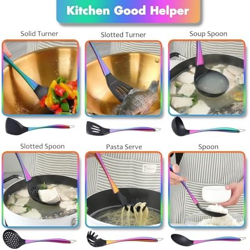 Silicone Cooking Utensils Set, 17pcs, Rainbow