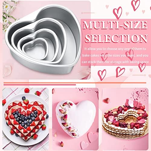 Sieral 7 Pcs Heart Shaped Cake Pans 3/4/5/6/7/8/10" Nonstick Aluminum