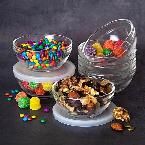 Mini 3.5 Inch Small Glass Bowls with Lids - Small Bowls Perfect for