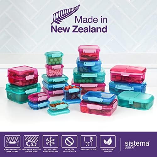 Sistema 3-Piece Sandwhich Containers, 1.9-Cup, Blue/Green/Pink
