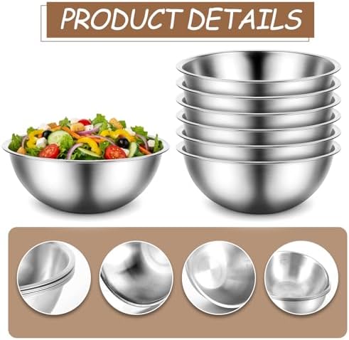 12 Pcs Stainless Steel Mixing Bowls with Graduations, Stainless Steel